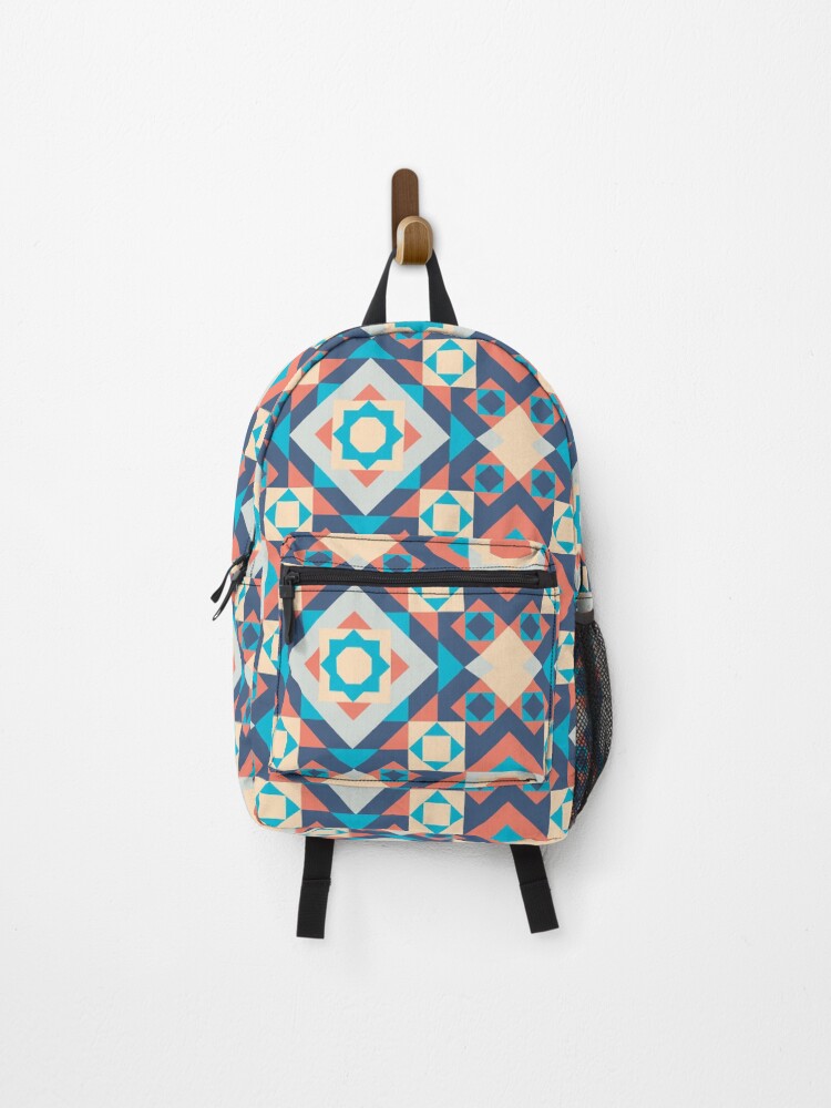 Thumbnail 1 of 3, Backpack, Geometric Abstract Eight Pointed Star Octagram Pattern designed and sold by GeekHeadDesigns.
