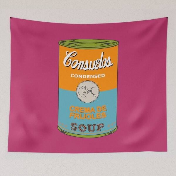 Item preview, Mexican Andy Warhol soups - Consuelos pop art - Crema de Frijoles (on pink) designed and sold by Groenendijk.