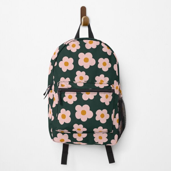 Item preview, Retro flowers pink and dark green designed and sold by SaryandSaff.
