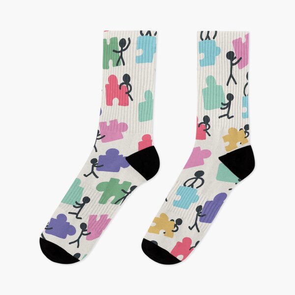 Item preview, Cute Stickman Jigsaw Puzzle Movers Cartoon Pattern designed and sold by GeekHeadDesigns.