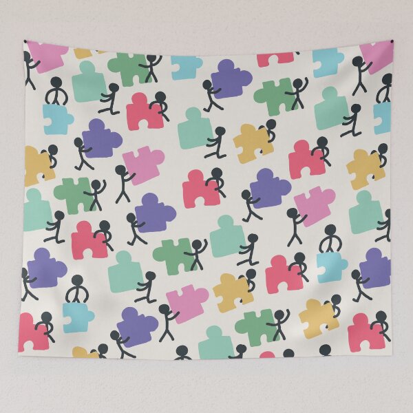 Item preview, Cute Stickman Jigsaw Puzzle Movers Cartoon Pattern designed and sold by GeekHeadDesigns.
