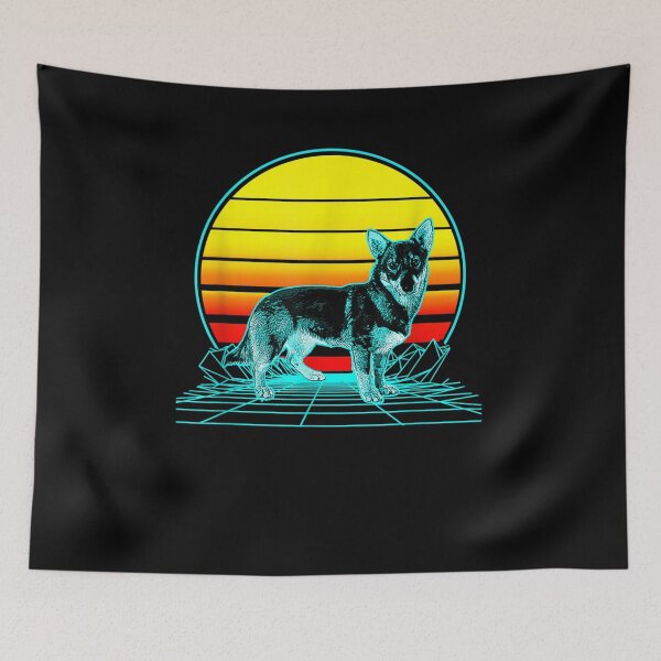 Artikelvorschau, Retro Vintage Sonnenuntergang schwedischen Vallhund entworfen und verkauft von shirleyfinley.