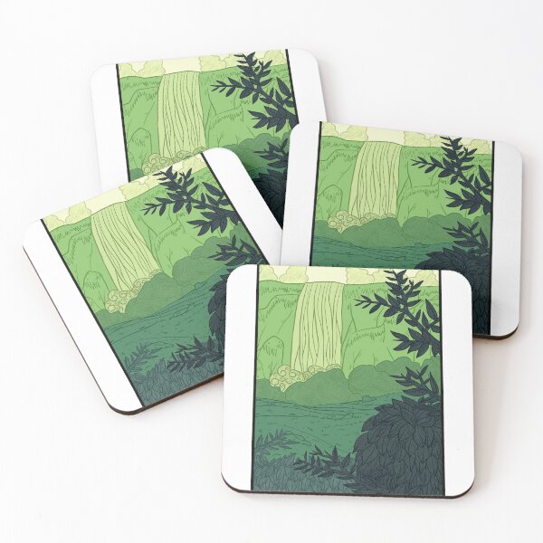 Item preview, Green Leaf-Filled Forest With Waterfall designed and sold by sylila.