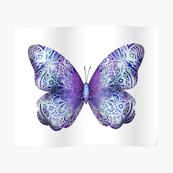 Download Purple Butterfly Mandala Posters Redbubble