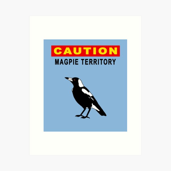 Item preview, Magpie CAUTION: Magpie Territory - Light Blue designed and sold by Birds & Things.