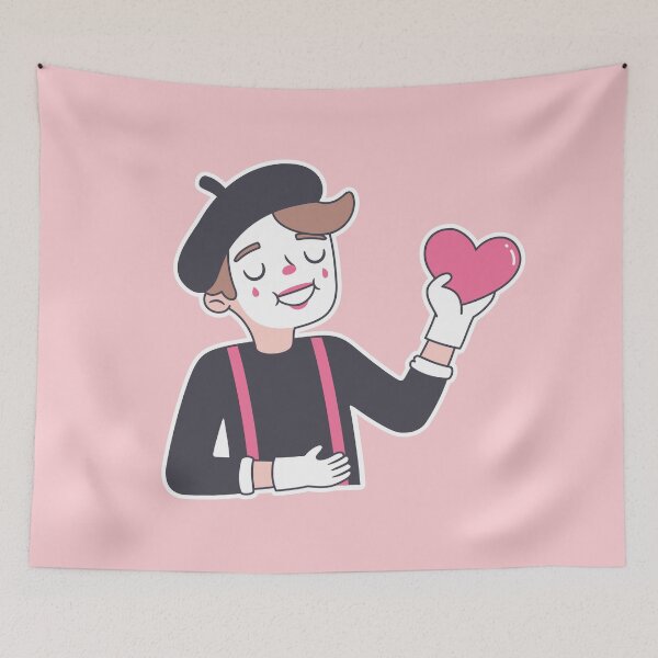 Item preview, Cute Mime Holding Heart Doodle designed and sold by rustydoodle.