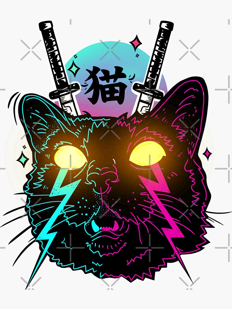 Cyber Cat Stickers for Sale