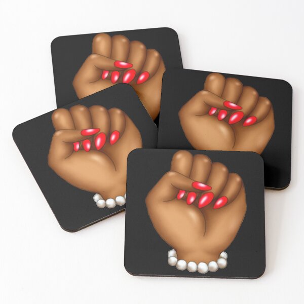 Item preview, Black Woman Power Fist With Pearls and Red Nails designed and sold by Deanna McRae.