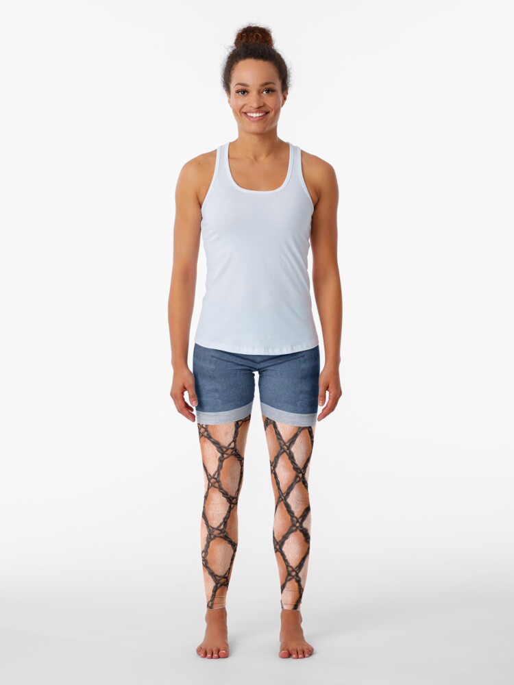 Jeans & Fishnet Stockings illusion leggings Leggings for Sale by Mangumba