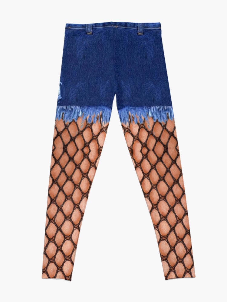 Blue Denim Shorts With Fishnet Tights