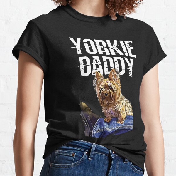 Yorkie Daddy Best Yorkshire Terrier Dad Vintage Grunge Dog Classic T-Shirt