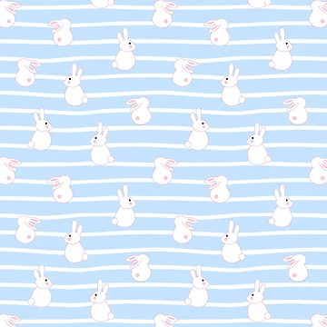 Artwork thumbnail, Cute Blue Striped Rabbit Pattern by ButterandCheese