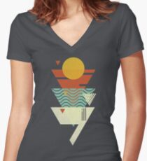 Sun. Sea. Sand. Shark. Women's Fitted V-Neck T-Shirt