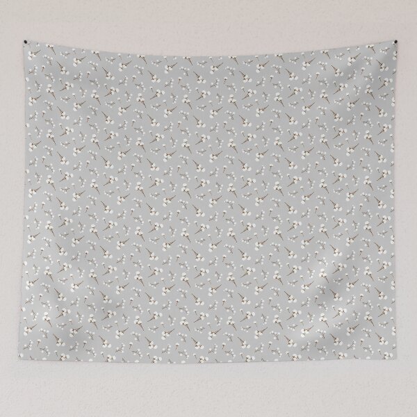 Item preview, Patrón de flores de algodón gris y blanco designed and sold by ButterandCheese.