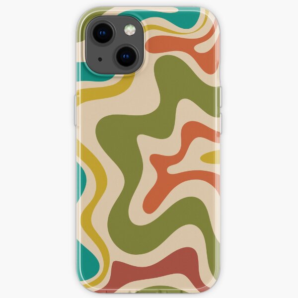 Liquid Swirl Retro Abstract Pattern in Mid-Century Mod Colours iPhone Soft Case