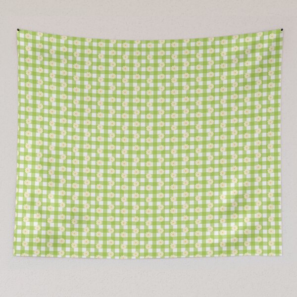 Item preview, Cute Green Gingham and Daisy Pattern designed and sold by ButterandCheese.