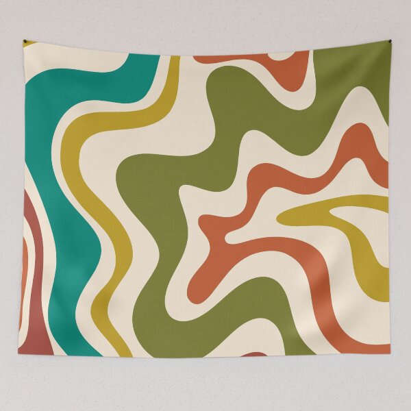 Item preview, Liquid Swirl Retro Abstract Pattern in Mid Mod Colours on Cream designed and sold by kierkegaard.
