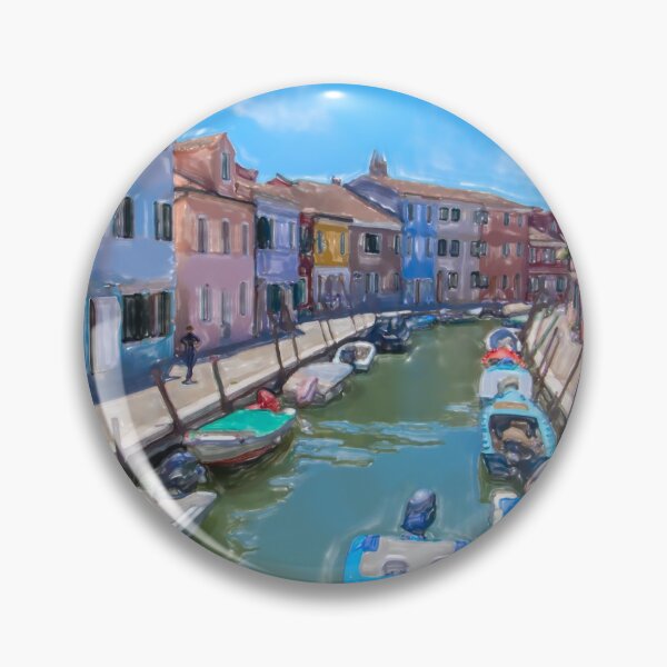 Item preview, Burano canal watercolor artwork designed and sold by pietrofoto.
