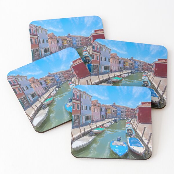 Item preview, Burano canal watercolor artwork designed and sold by pietrofoto.