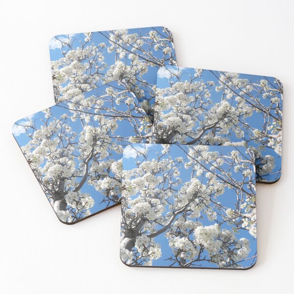 Item preview, Blue sky with white cherry blossoms designed and sold by honeyteestudios.