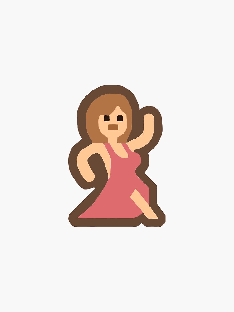 Dancing Lady Emoji Sticker By Tracetodeath Redbubble   Bg,f8f8f8 Flat,750x,075,f Pad,750x1000,f8f8f8.u2 