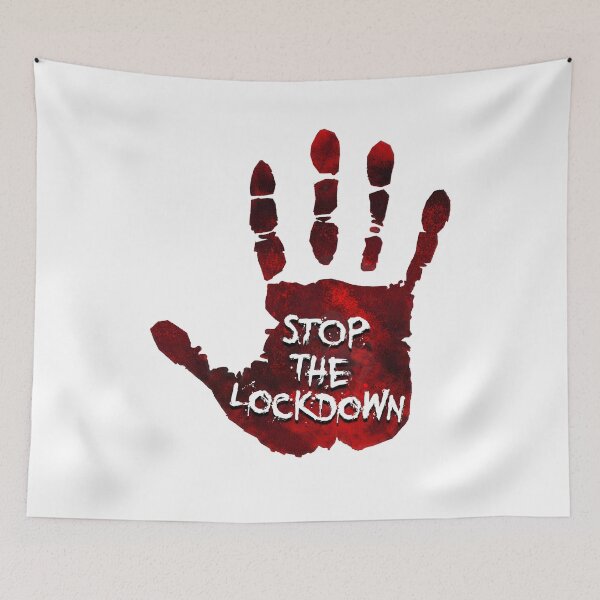 Item preview, Stop the Lockdown Bloody Hand Print designed and sold by arendbotha.