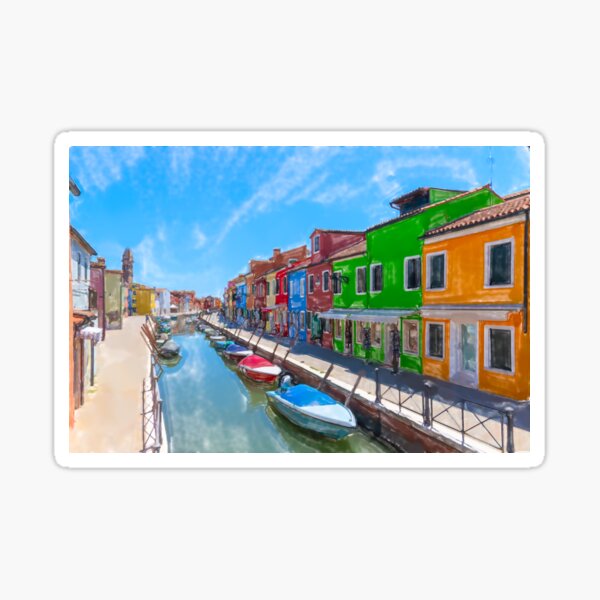 Item preview, Burano canal watercolor designed and sold by pietrofoto.