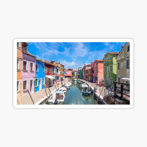 Item preview, Burano canal watercolor designed and sold by pietrofoto.