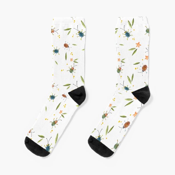 BUNTE KÄFER AQUARELL weiß, handgemalt Socken