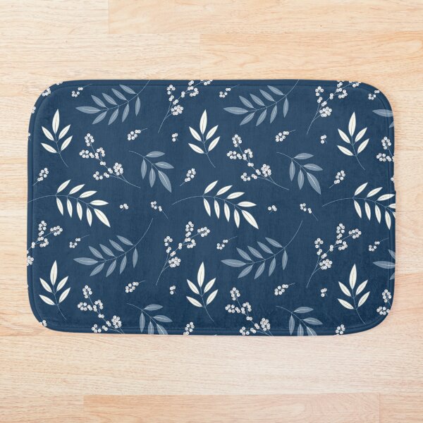 Item preview, Vintage Navy White Twigs And Berries Pattern designed and sold by Cre8iveLady.