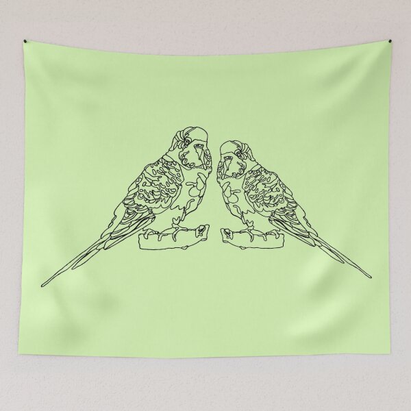 Item preview, budgie bird simple line art pattern designed and sold by The Red Shop.