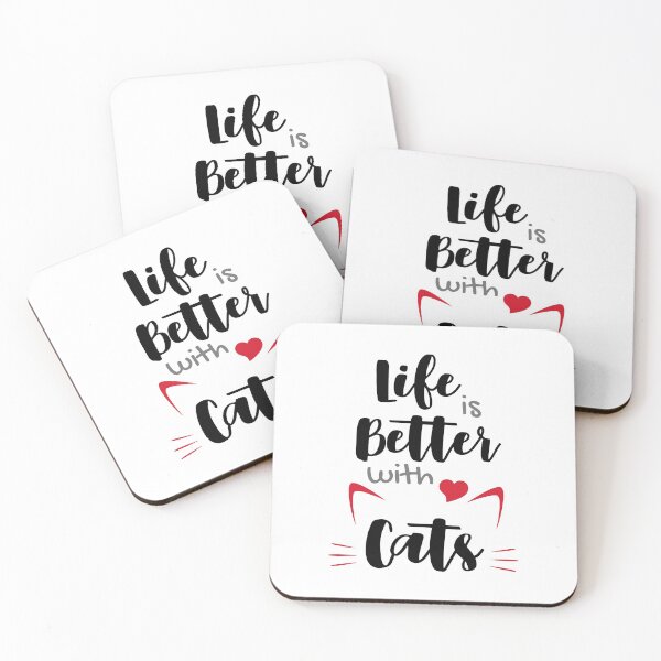 Item preview, Life Is Better With Cats, Sweet Cat Design, Cat Lovers Gift_Black-Red-Silver designed and sold by Respire2020.