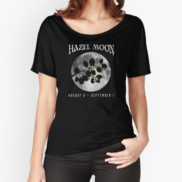 Wiccan Witch Pagan - Hazel Moon Celtic Tree Months Occult Gifts Relaxed Fit T-Shirt