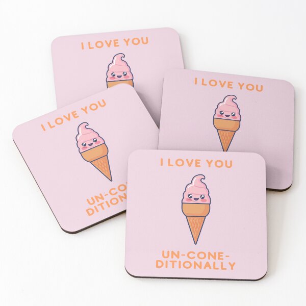 Item preview, I Love You Un-Cone-Ditionally, I Love You Unconditionally food Pun designed and sold by GoodMoodFood.