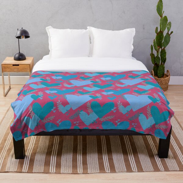 Item preview, Cute blue heart pattern on magenta background designed and sold by IevaLiART.