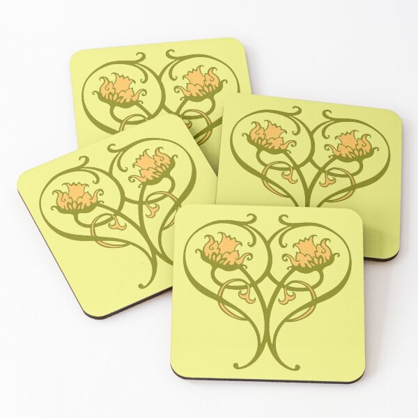 Item preview, Roses for a heart, modern art nouveau, olive and amber designed and sold by aapshop.
