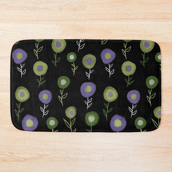 Item preview, Dark Floral Pattern - Green Purple Round Flowers  designed and sold by Boriana Giormova.