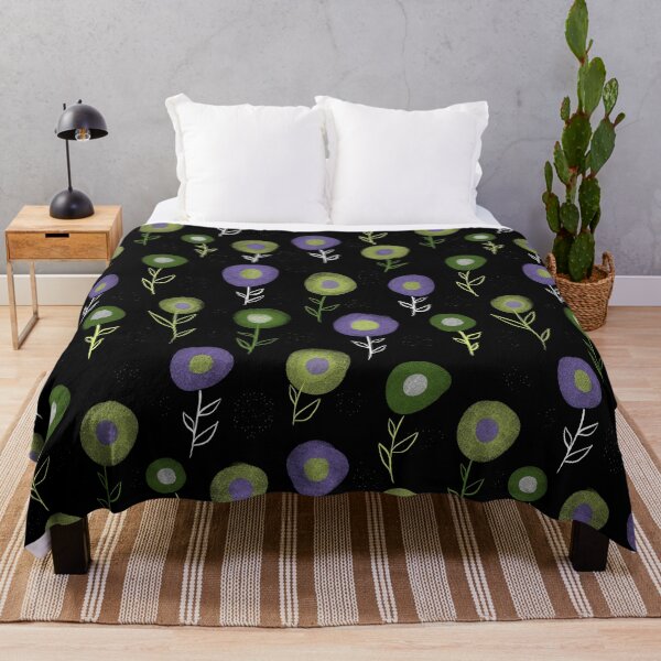 Item preview, Dark Floral Pattern - Green Purple Round Flowers designed and sold by Boriana Giormova.