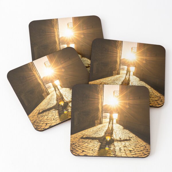 Item preview, Woman with Arms Outstretched Standing in a Narrow Street with Sunbeam and Shadow designed and sold by Mats Silvan.