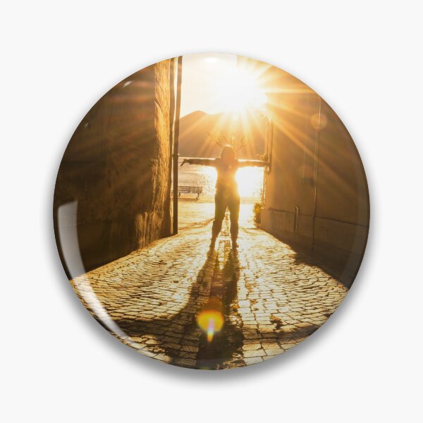 Item preview, Woman with Arms Outstretched Standing in a Narrow Street with Sunbeam and Shadow designed and sold by Mats Silvan.