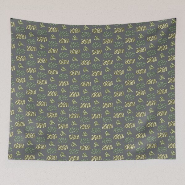 Item preview, waves and triangles abstract print with grey print designed and sold by ddesignnstudio.