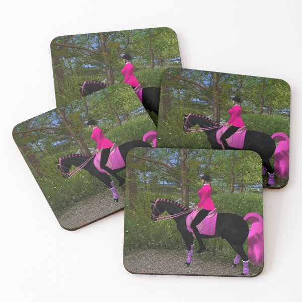 Item preview, Pink and black dressage horse and rider designed and sold by The Poette.