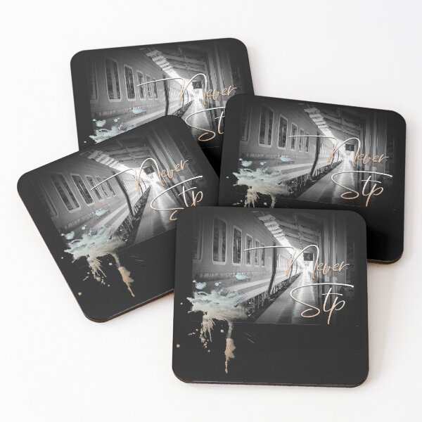 Item preview, The classic train with the slogan never stop on the tracks designed and sold by Beyhandesgn.