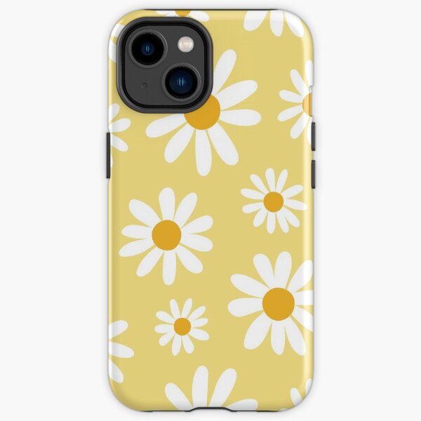 Spring daisies floral retro pattern on yellow iPhone Tough Case