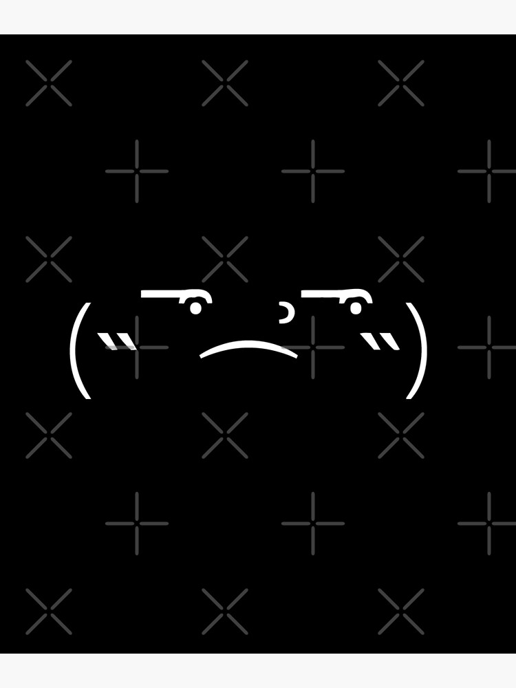 "Japanese Kaomoji emoticon sad / suspicious (˵¯͒⌢͗¯͒˵). Black" Art