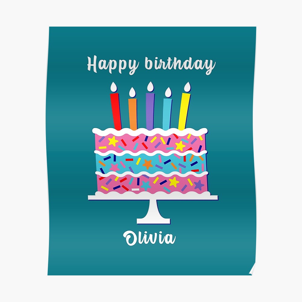 Carte De Vœux Joyeux Anniversaire Olivia Personnalise Carte D Anniversaire Souhaits Olivia Cool Gateau Souhait Par Helkav Redbubble