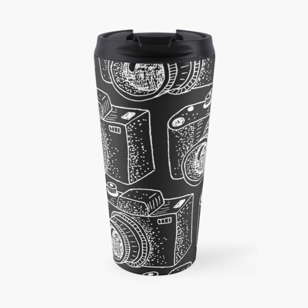 Hand drawn white cameras Travel Mug