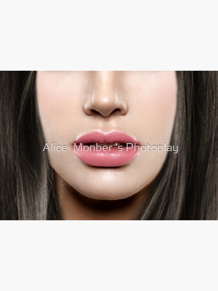 Brunette pink lips Face Mask by alicemonbercomp