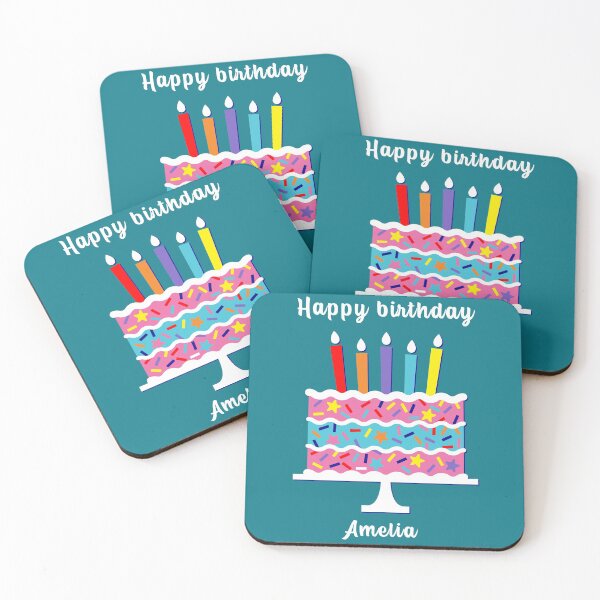 Item preview, happy birthday Amelia, personalized, birthday card, wishes, Amelia, cool, cake, wish designed and sold by helkav.