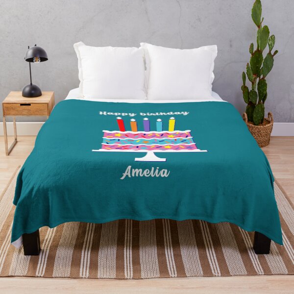 Item preview, happy birthday Amelia, personalized, birthday card, wishes, Amelia, cool, cake, wish designed and sold by helkav.